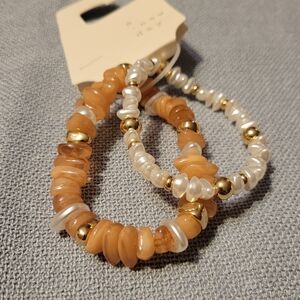🛍3 For $18🛍a new day Gold and Cream Bracelet Duo
